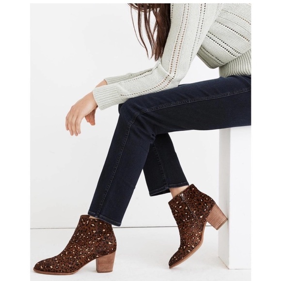 Madewell Rosie Ankle Bootie Rich brown leopard multi colored calf hair, size 6